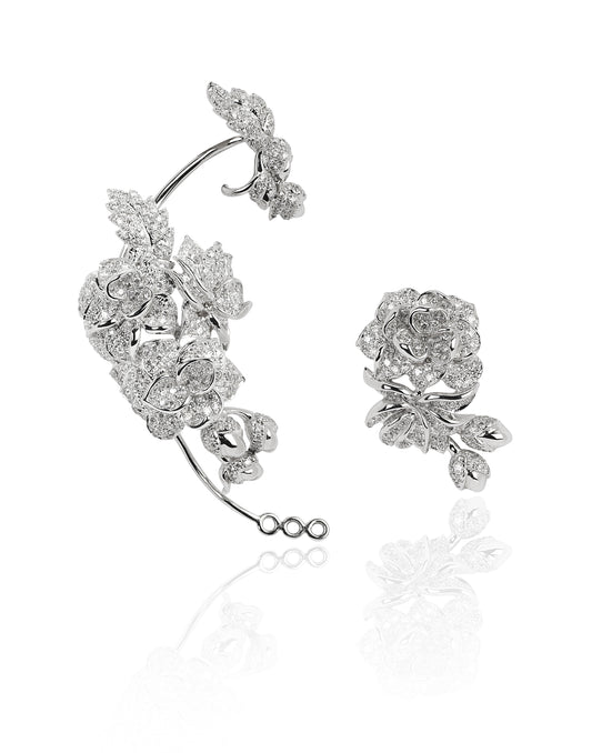 White Thorn Stud Earrings | 18K Gold & Diamond | Colette Jewelry