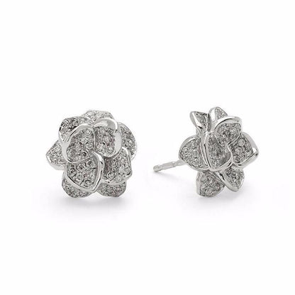 White Safrano Diamond Stud Earrings in 18K white gold — Colette Jewelry