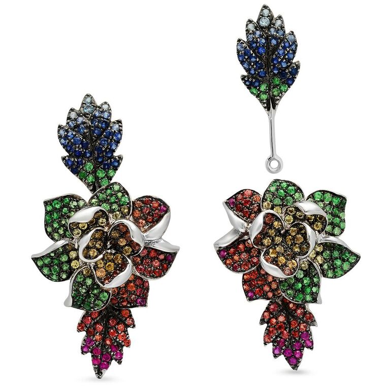 Rainbow Rose Studs | 18K Gold Diamond Earrings | Colette Jewelry