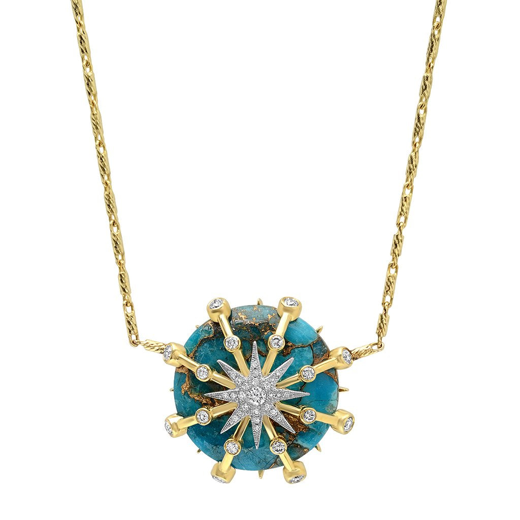 Caged Star Necklace Three Colors 18K Gold Diamond Colette Jewelry