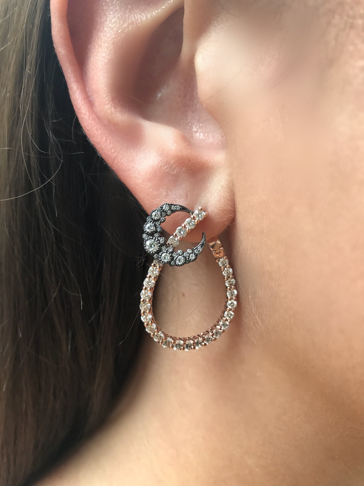 Moon Drop Hoops — 18K Gold Diamond Earrings | Colette Jewelry