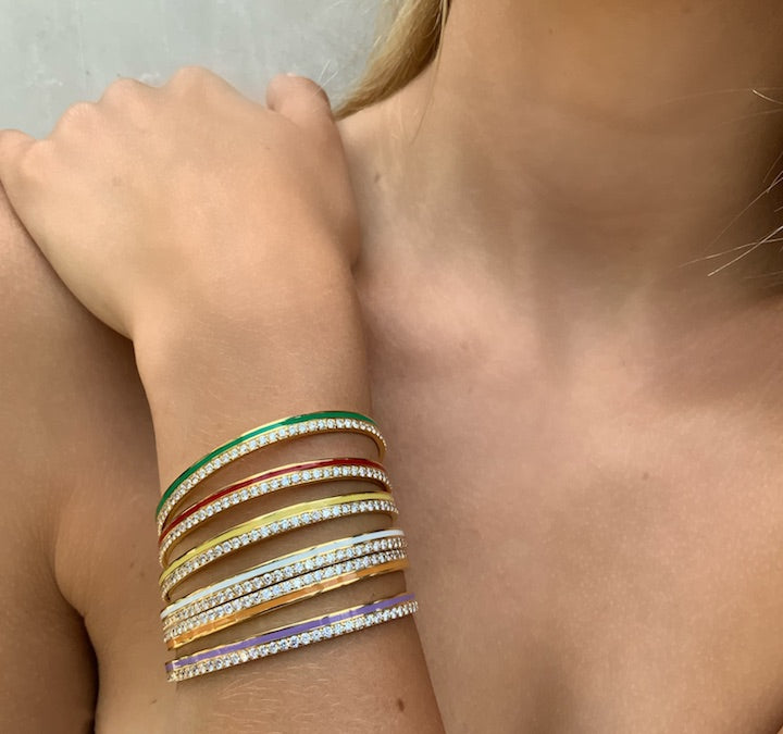 Diamond Enamel Cuff Bracelet in 18K Gold | Colette Jewelry