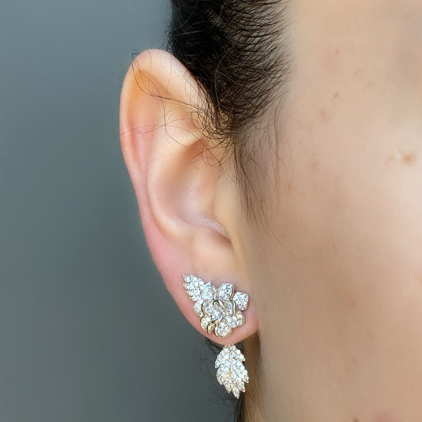 White Rose Stud Earring in 18K Gold | Colette Jewelry