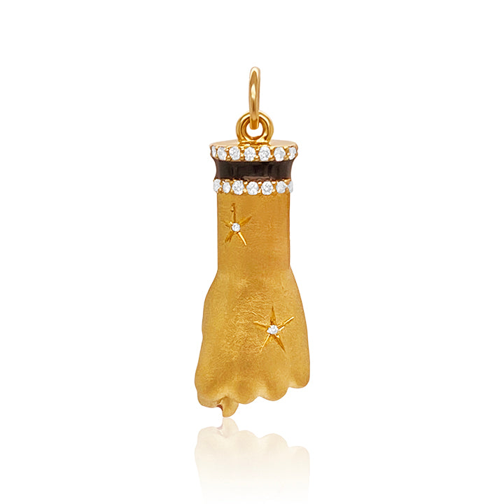 Fist of Protection Charm in 18K gold with white diamond — Colette Jewelry