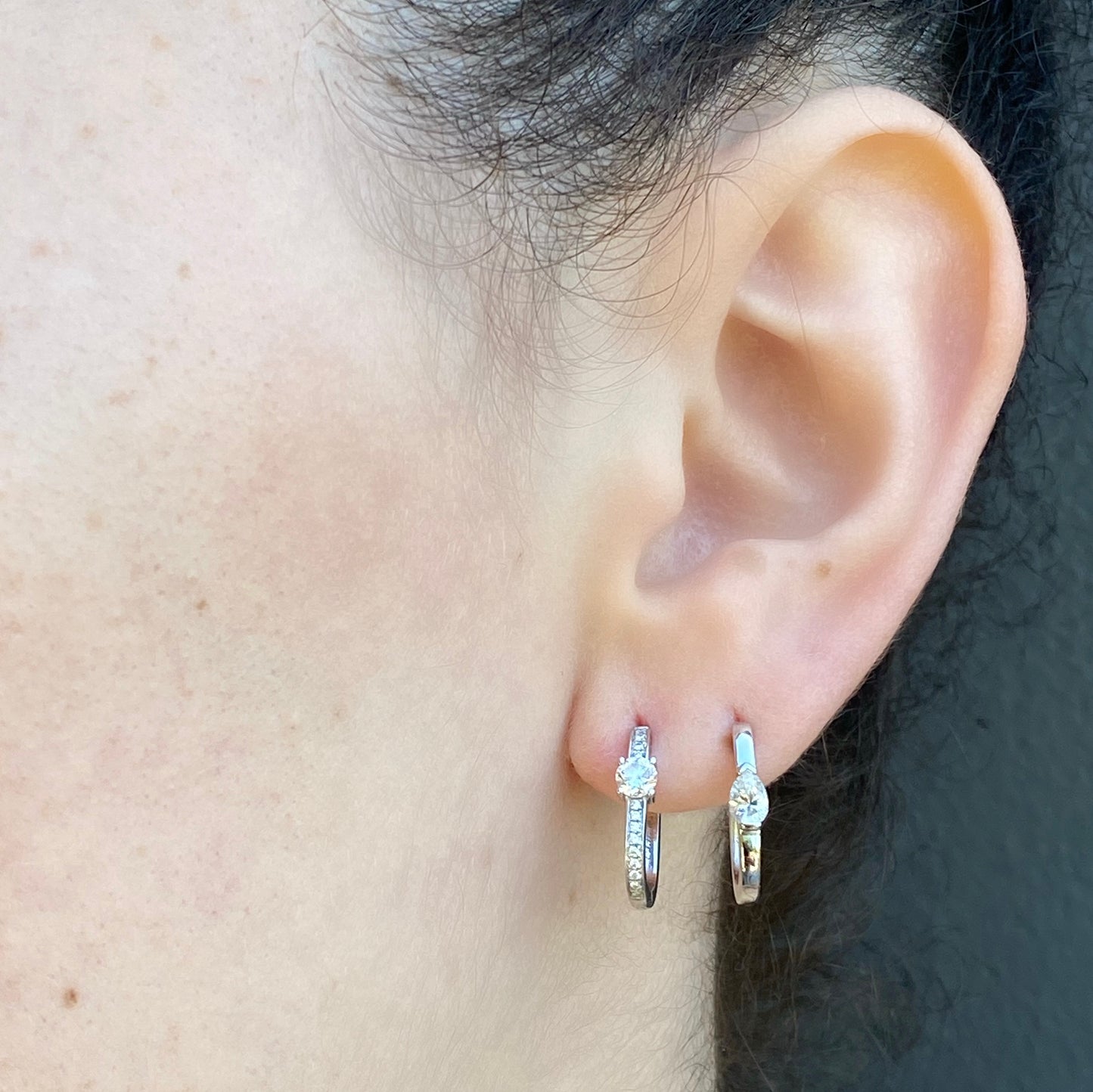 Medium Maasai Hoop with Marquise Drop White Diamond – Four Colors — Colette Jewelry