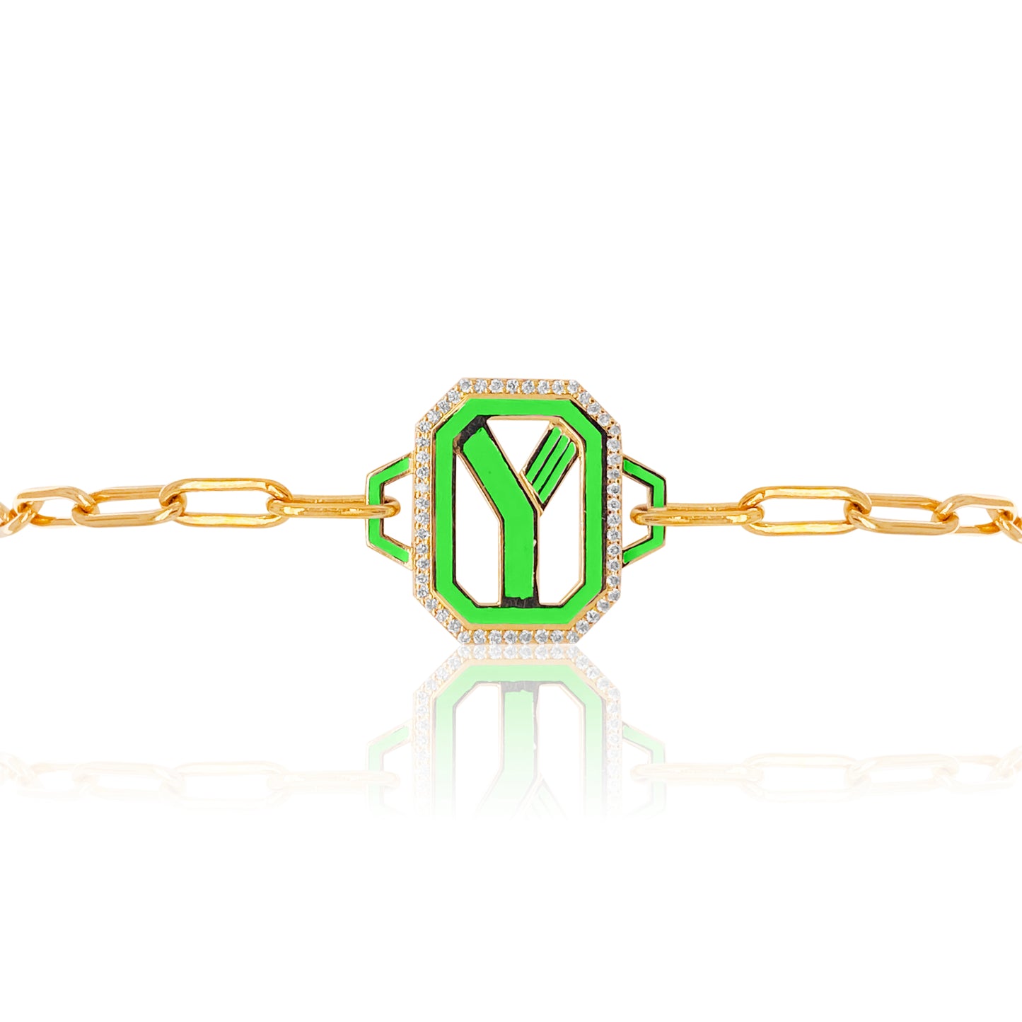 Gatsby Initial Bracelet in 18K Gold – Fifteen Colors | Colette Jewelry