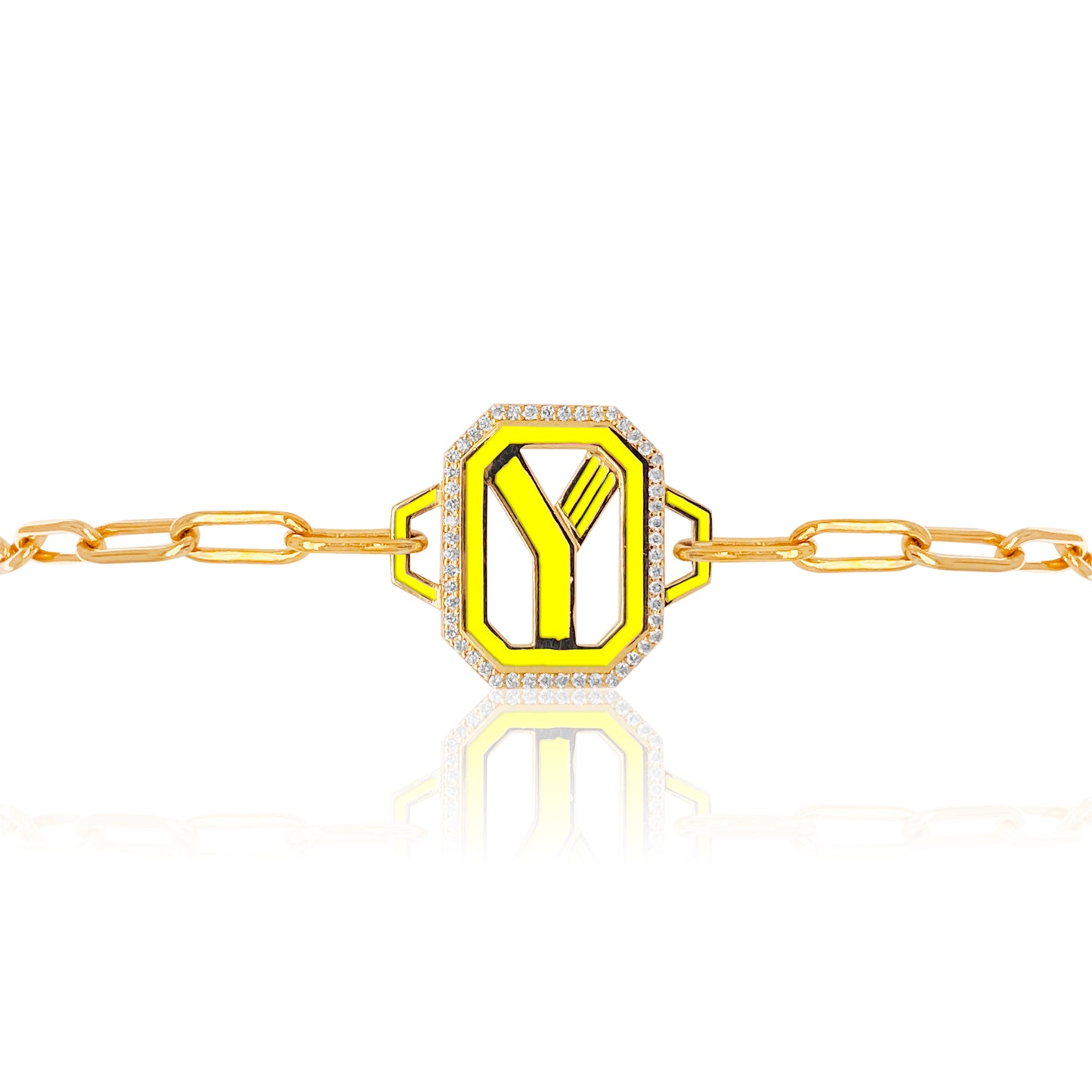 Gatsby Initial Bracelet in 18K Gold – Fifteen Colors | Colette Jewelry