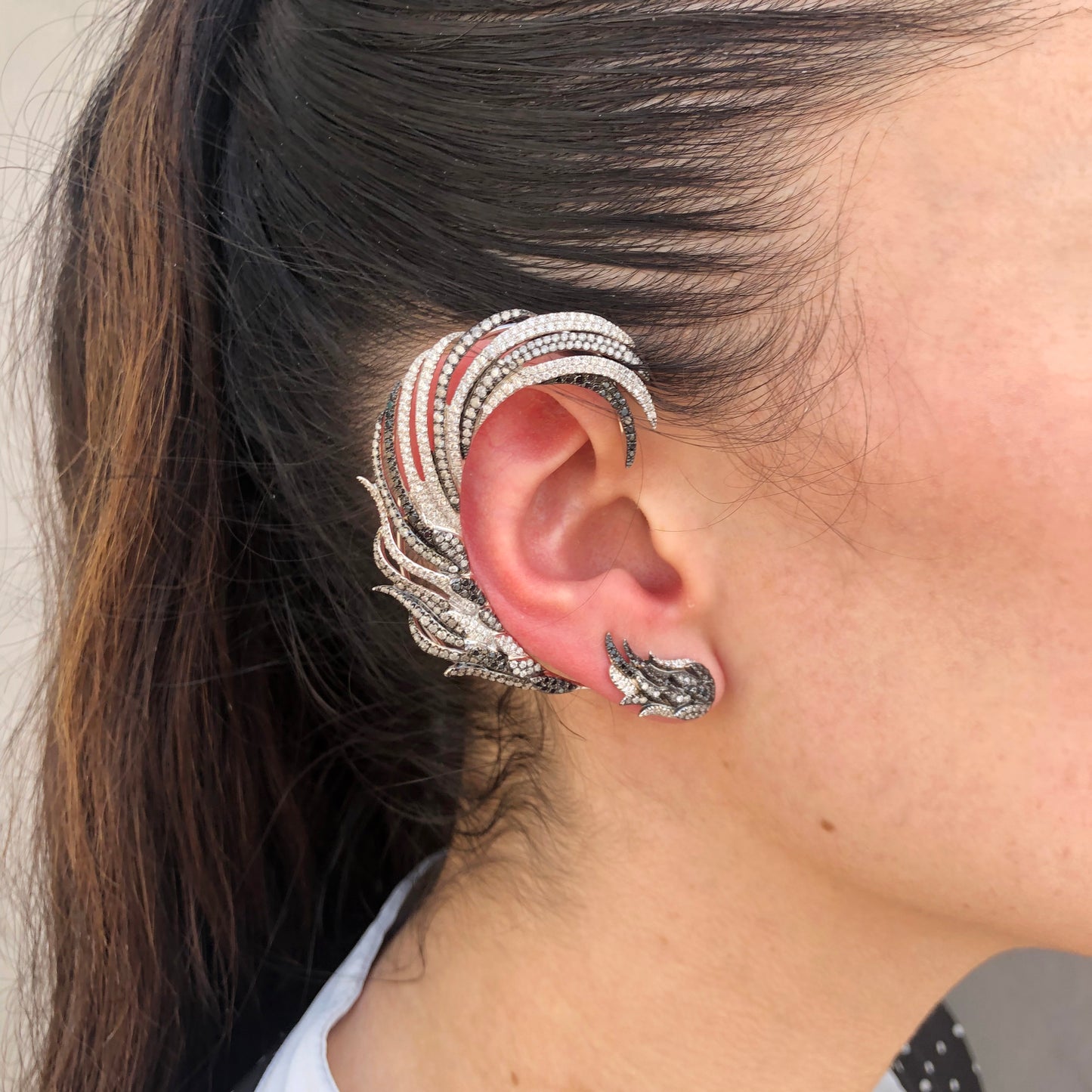 Black & White Corum Diamond Stud Earrings | Colette Jewelry