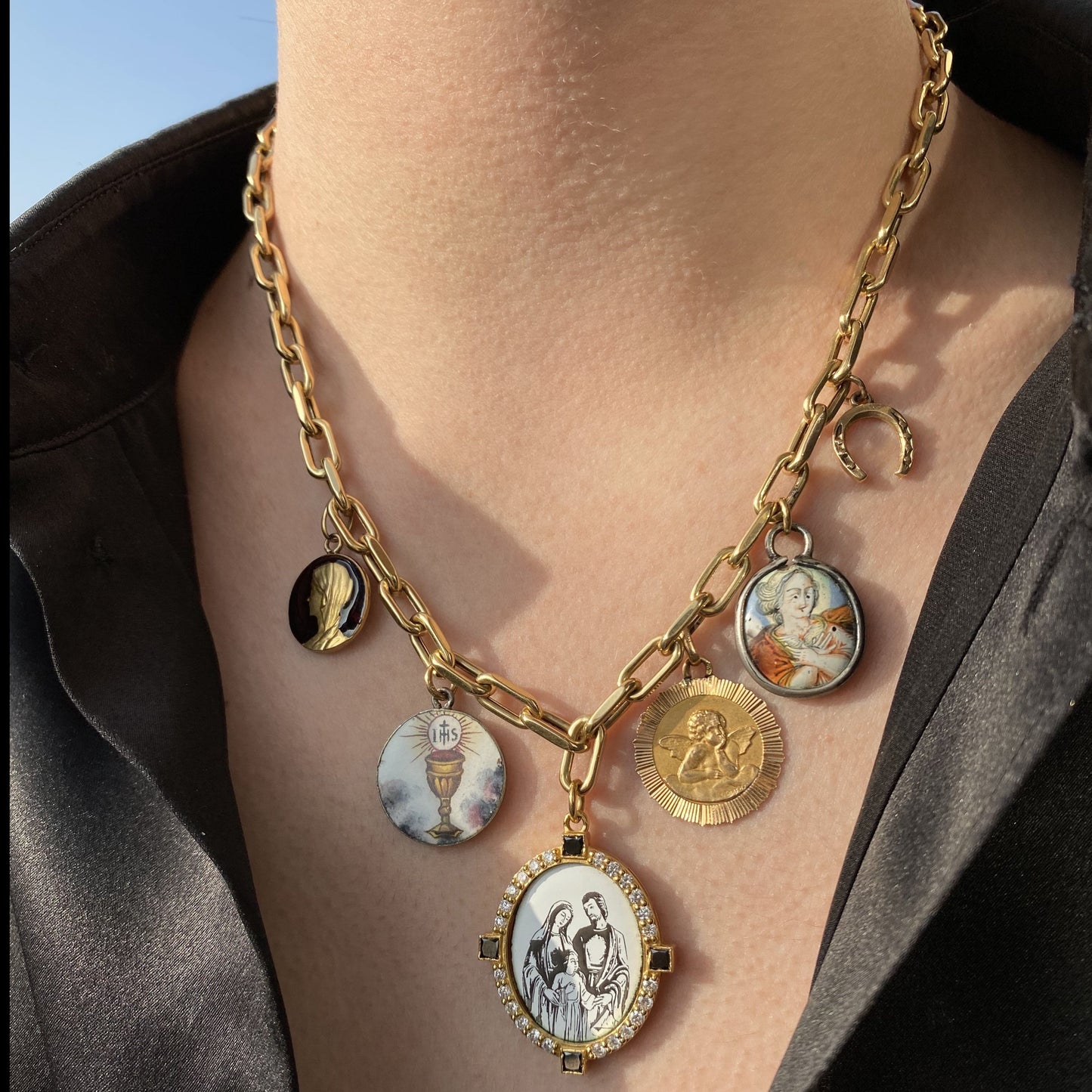 Lucky Charm Necklace in 18K Gold with Mixed Stones — Colette Jewelry