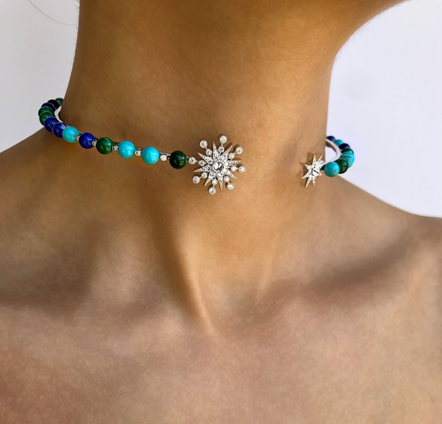 Elektra Choker – 18K Gold, Diamond & Colored Stone Necklace | Galaxia | Colette Jewelry