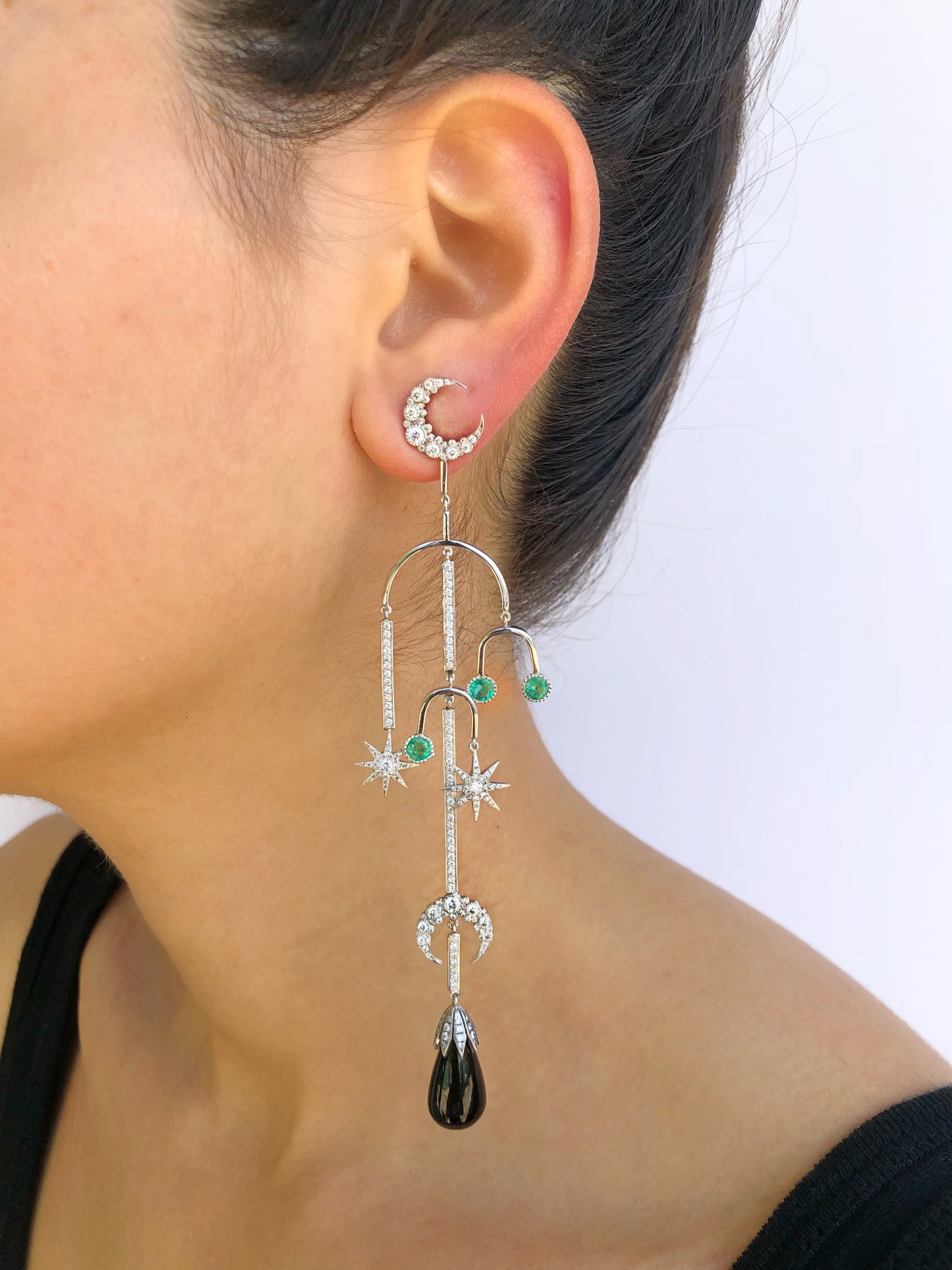 Mobile Moon Stud Earring in 18K Gold — Colette Jewelry