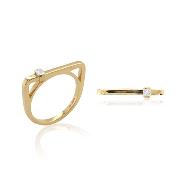 Maasai Square Band Four Colors 18K Gold Ring with diamond — Colette Jewelry