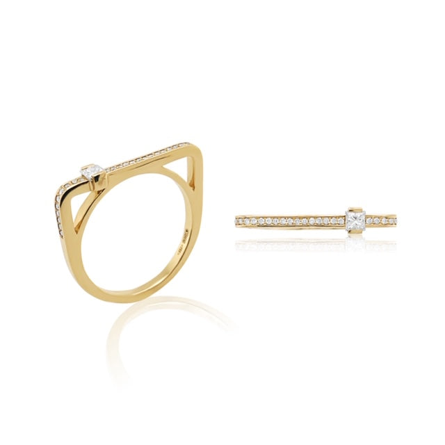 Maasai Pavé Square Band in Four Colors in 18K Gold Ring with diamond — Colette Jewelry