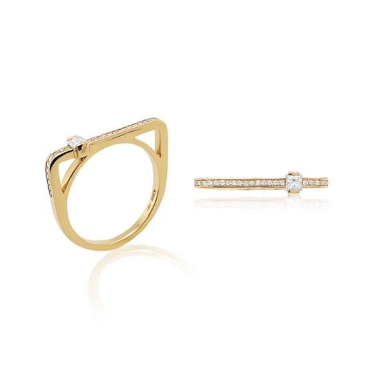 Maasai Pavé Square Band in Four Colors in 18K Gold Ring with diamond — Colette Jewelry