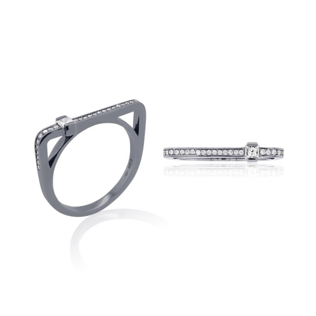 Maasai Pavé Square Band in Four Colors in 18K Gold Ring — Colette Jewelry