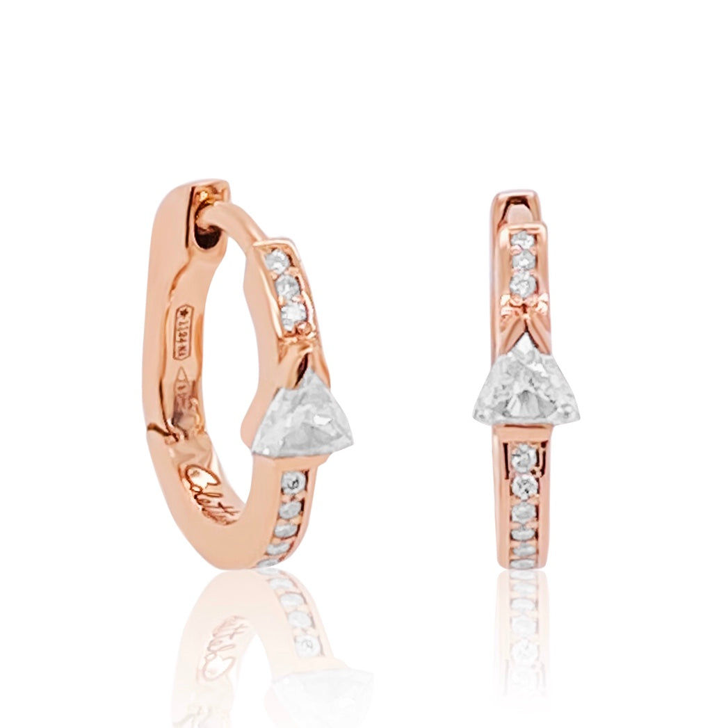 Mini Pair Trilliant Stud Earrings in White Diamonds, Three Colors, Maasai — Colette Jewelry