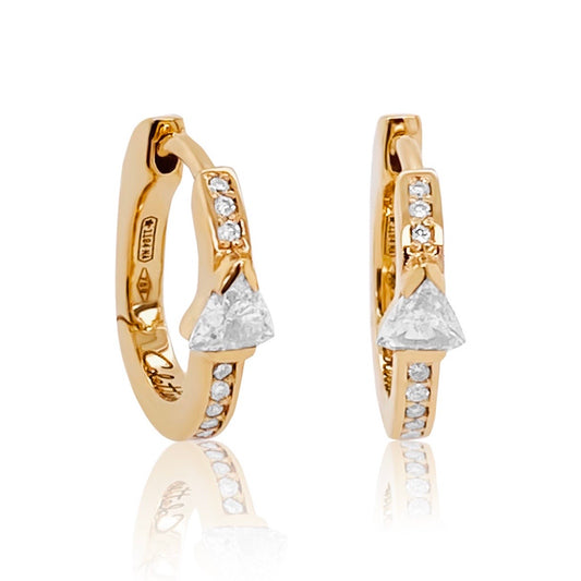 Mini Pair Trilliant Stud Earrings in White Diamonds, Three Colors, Maasai in 18K gold — Colette Jewelry