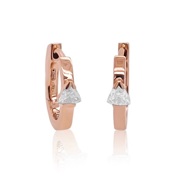 Mini Hoop Earrings Trilliant Cut Diamonds Two-Tone 18K Gold — Colette Jewelry