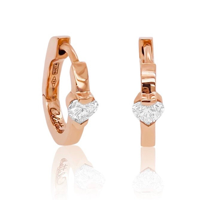 Mini Heart Hoop Earrings in 18K Gold with Diamonds in Four Colors — Colette Jewelry