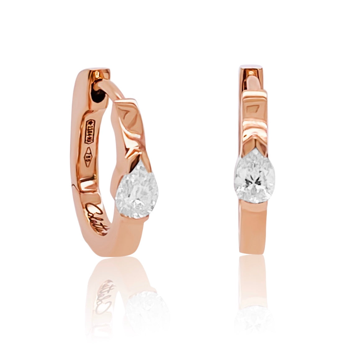 Mini Pear Hoop Earrings Two-Tone 18K Gold White Diamonds Maasai — Colette Jewelry