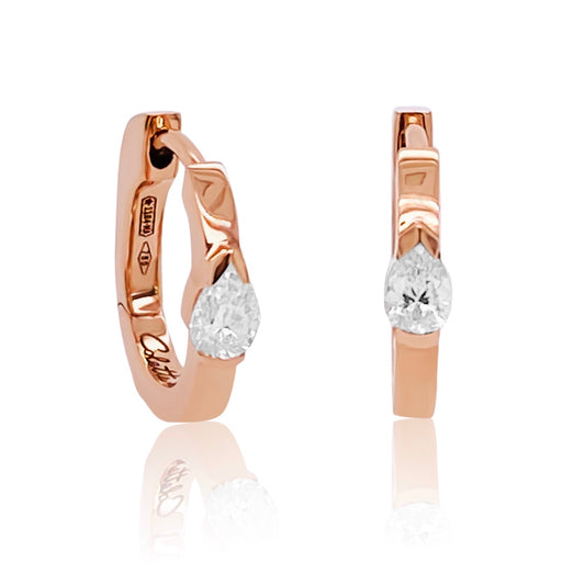 Mini Pear Hoop Earrings Two-Tone 18K Gold White Diamonds Maasai — Colette Jewelry