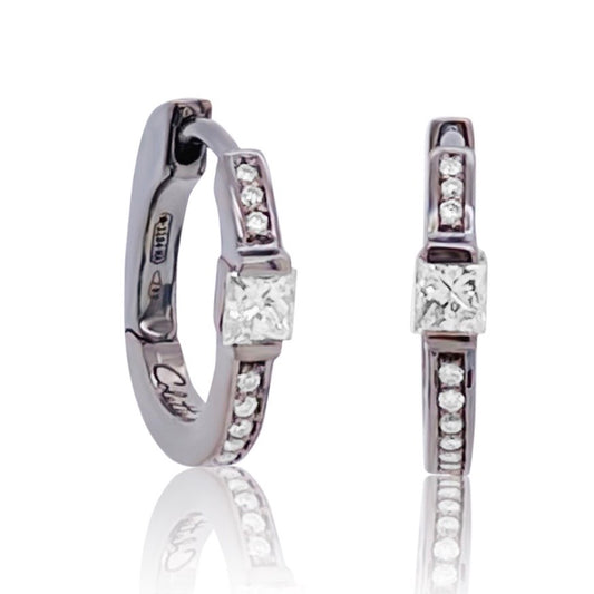Mini Pair Princess White Diamond Stud Earrings in 18K gold — Colette Jewelry