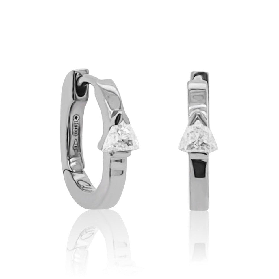 Mini Hoop Earrings Trilliant Cut Diamonds Two-Tone 18K Gold — Colette Jewelry