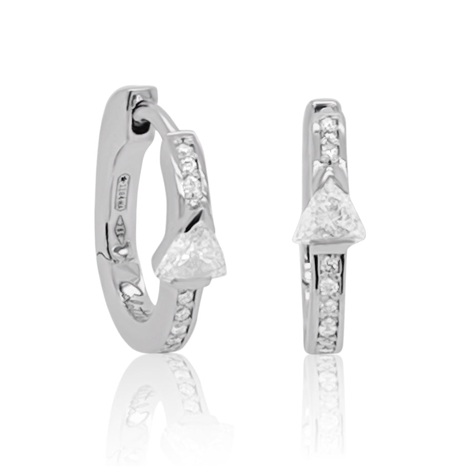 Mini Pair Trilliant Stud Earrings in White Diamonds, Three Colors, Maasai — Colette Jewelry