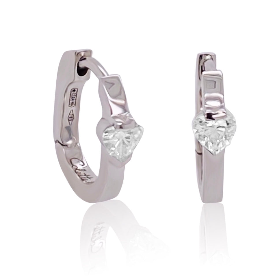 Mini Heart Hoop Earrings in 18K Gold with Diamonds in Four Colors — Colette Jewelry