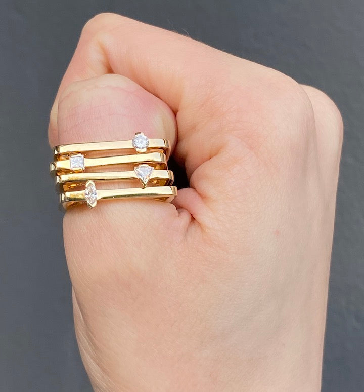 Maasai Square Band Four Colors 18K Gold Ring — Colette Jewelry