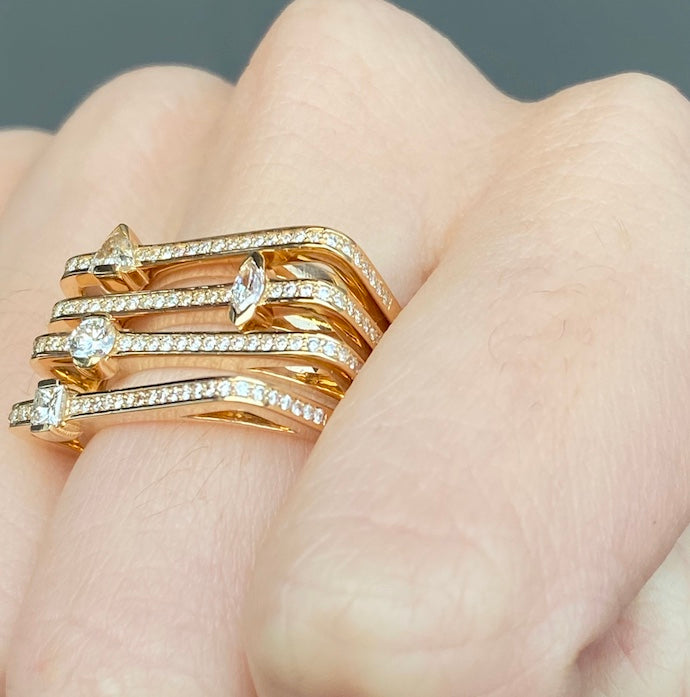 Maasai Pavé Square Band Four Colors 18K Gold Ring | Colette Jewelry
