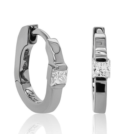 Small Maasai Hoop Pair Square White Diamond 18K Gold | Colette Jewelry