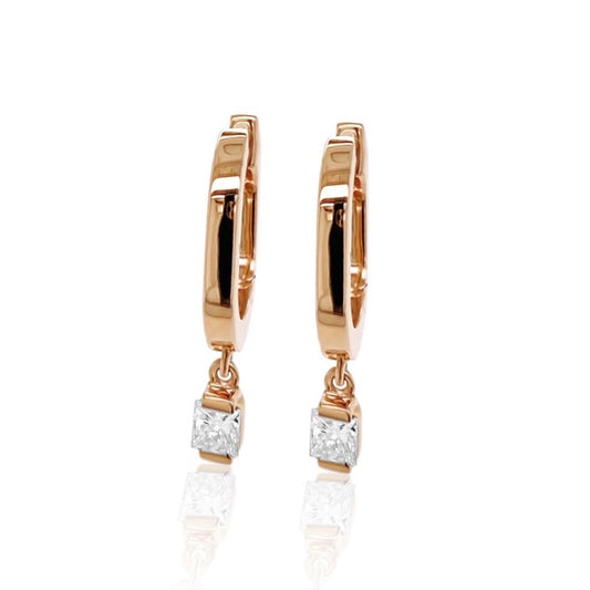 Mini Pair Princess Drop White Diamond Earrings in 18K gold — Colette Jewelry
