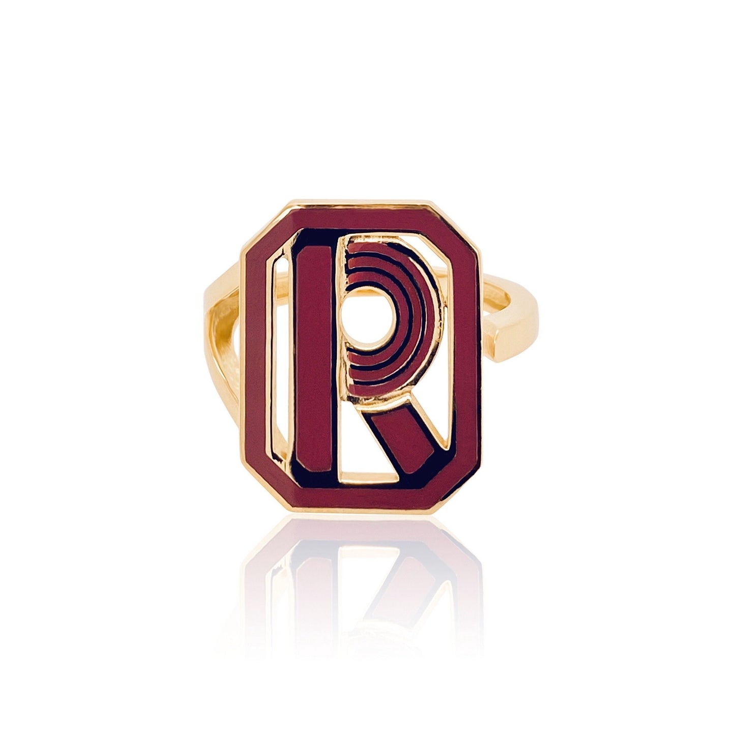 Gatsby Initial Ring in 18K Gold – Fifteen Colors | Colette Jewelry