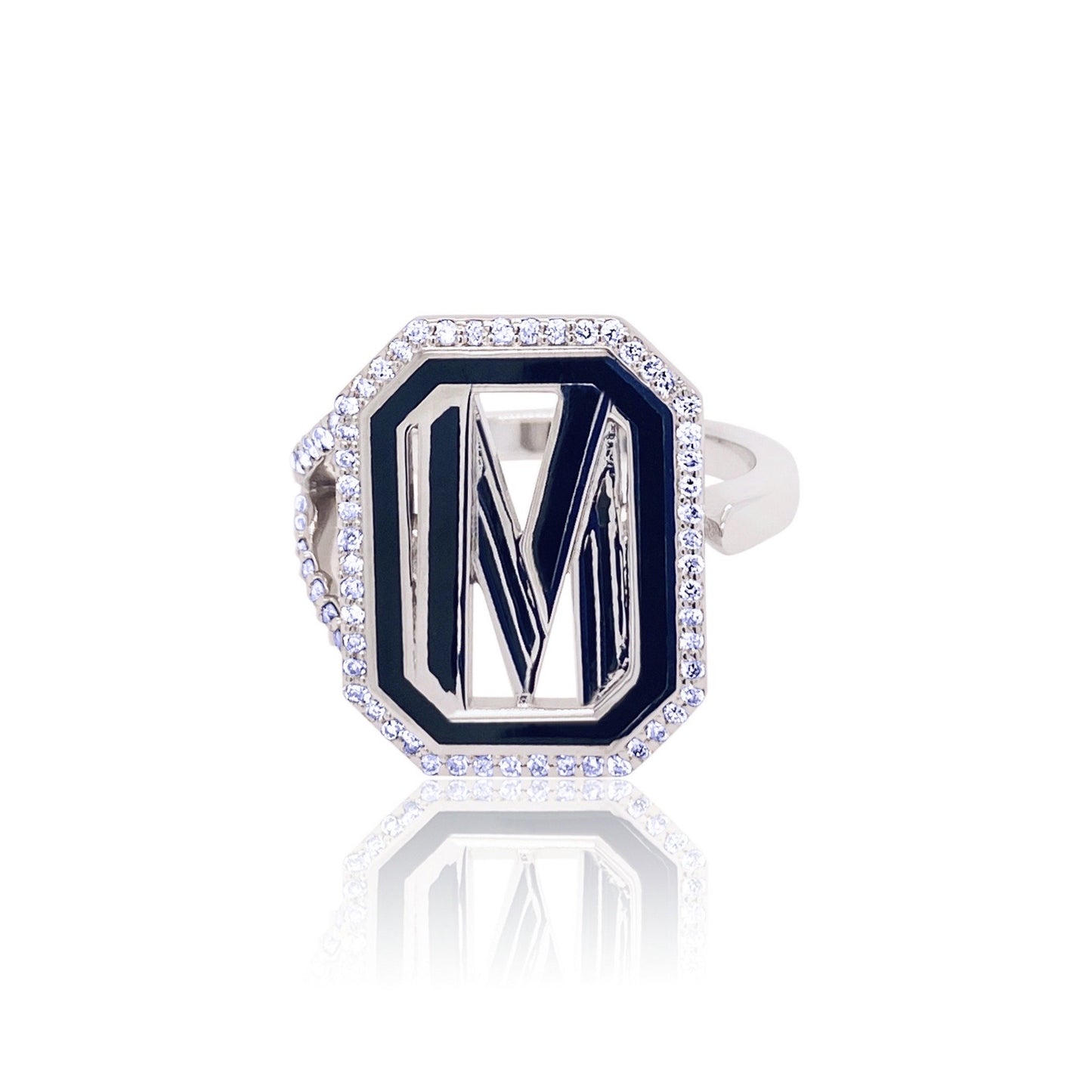 Gatsby Initial Ring with Diamonds in 18K Gold – Fifteen Colors | Colette Jewelry