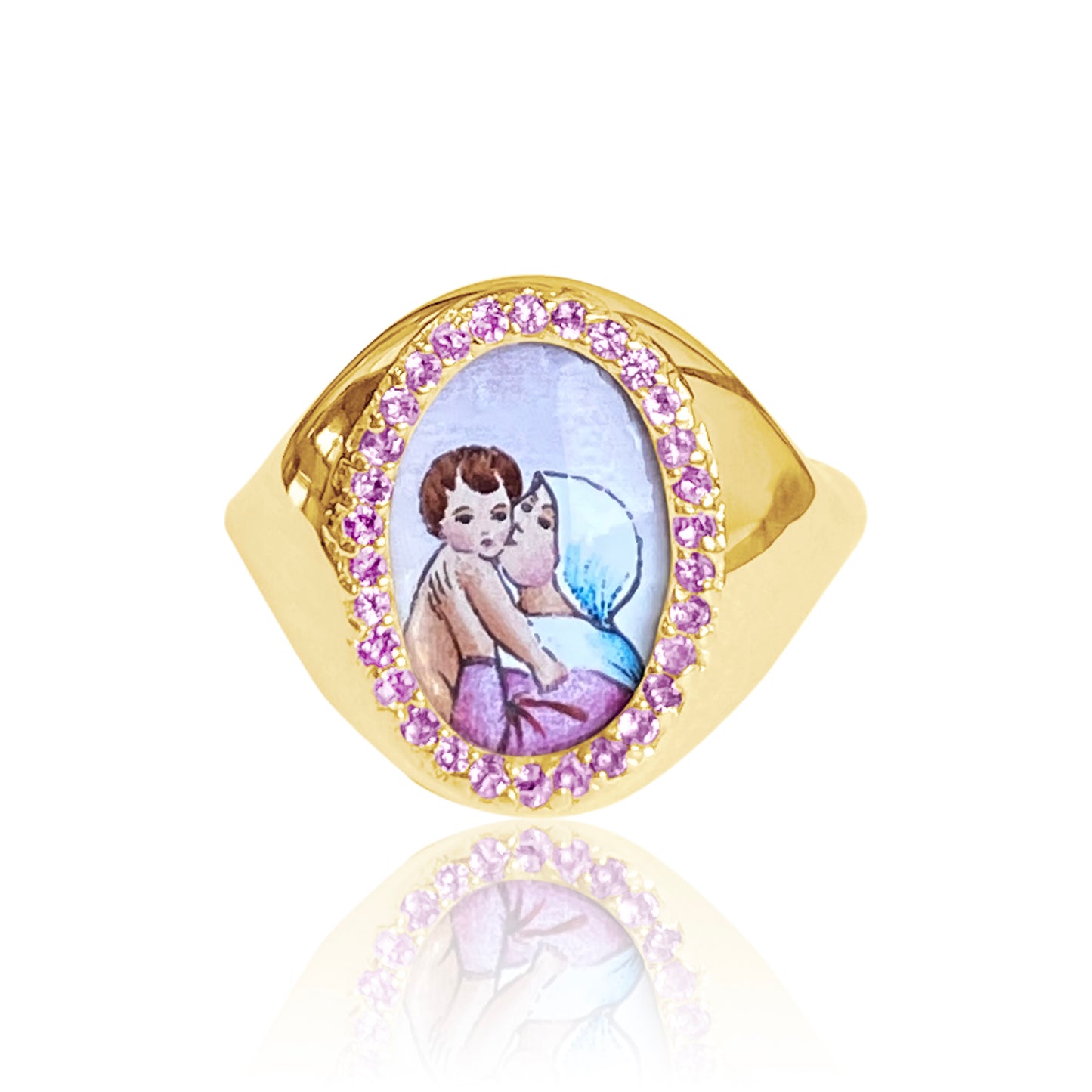 Santos Signet Lady of Good Advice Ring | 18K Gold | Colette Jewelry