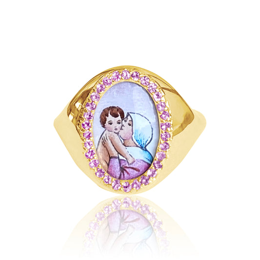 Santos Signet Lady of Good Advice Ring | 18K Gold | Colette Jewelry