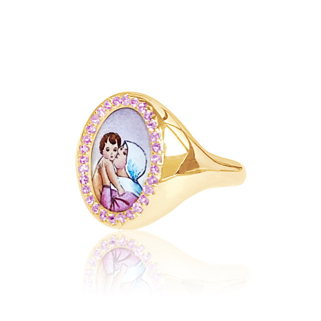 Santos Signet Lady of Good Advice Ring | 18K Gold | Colette Jewelry