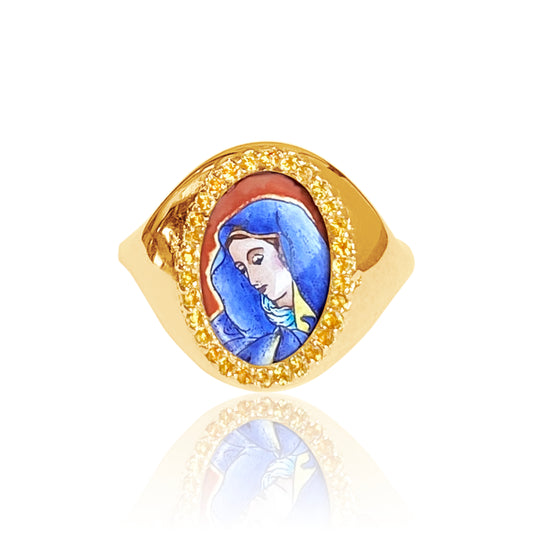 Santos Signet Sorrowful Holy Ring 18K Gold | Colette Jewelry