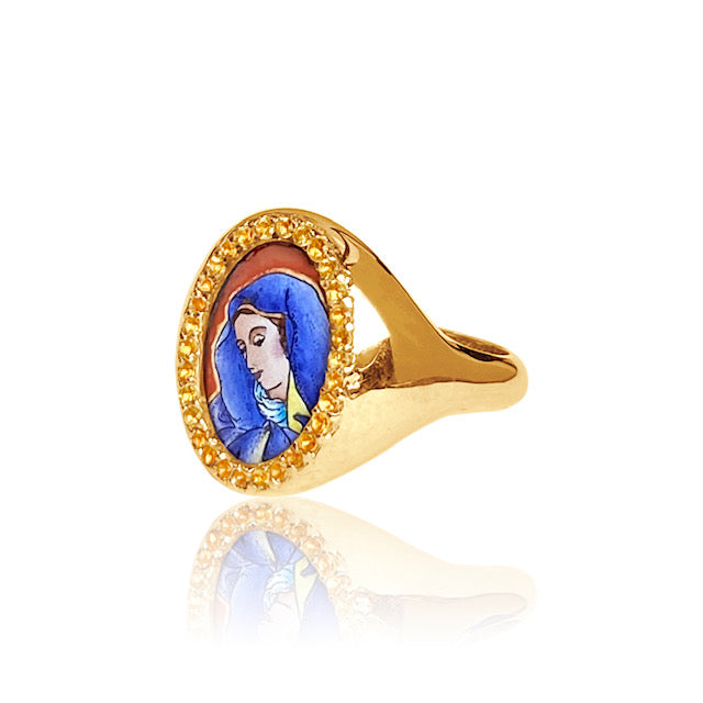 Santos Signet Sorrowful Holy Ring 18K Gold | Colette Jewelry