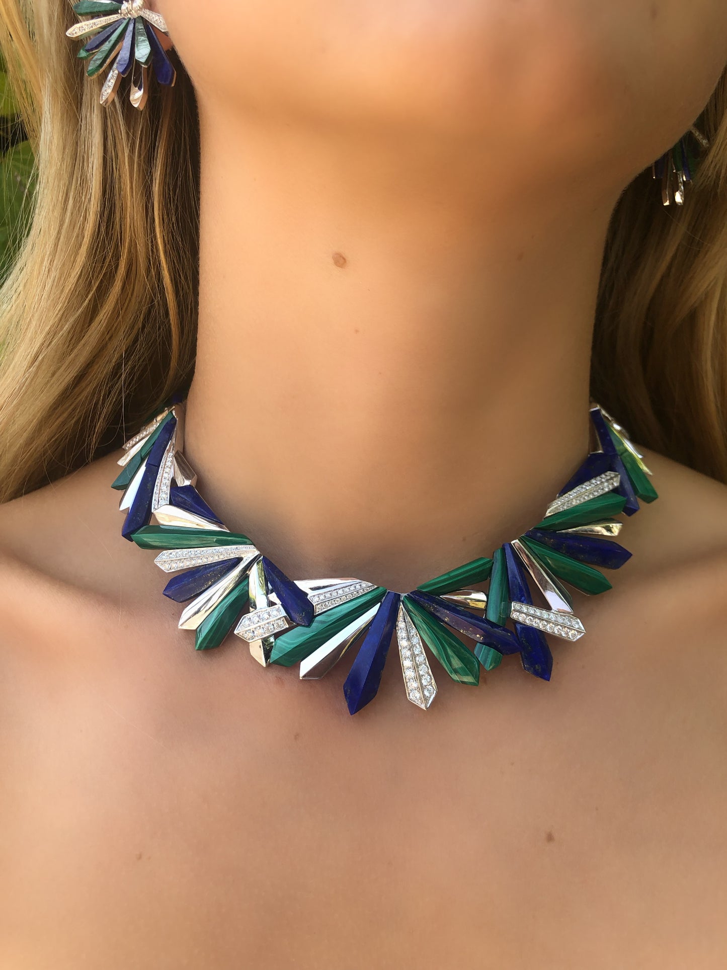 Penacho Queen Necklace | 18K Gold Diamond Choker | High Jewelry | Colette Jewelry