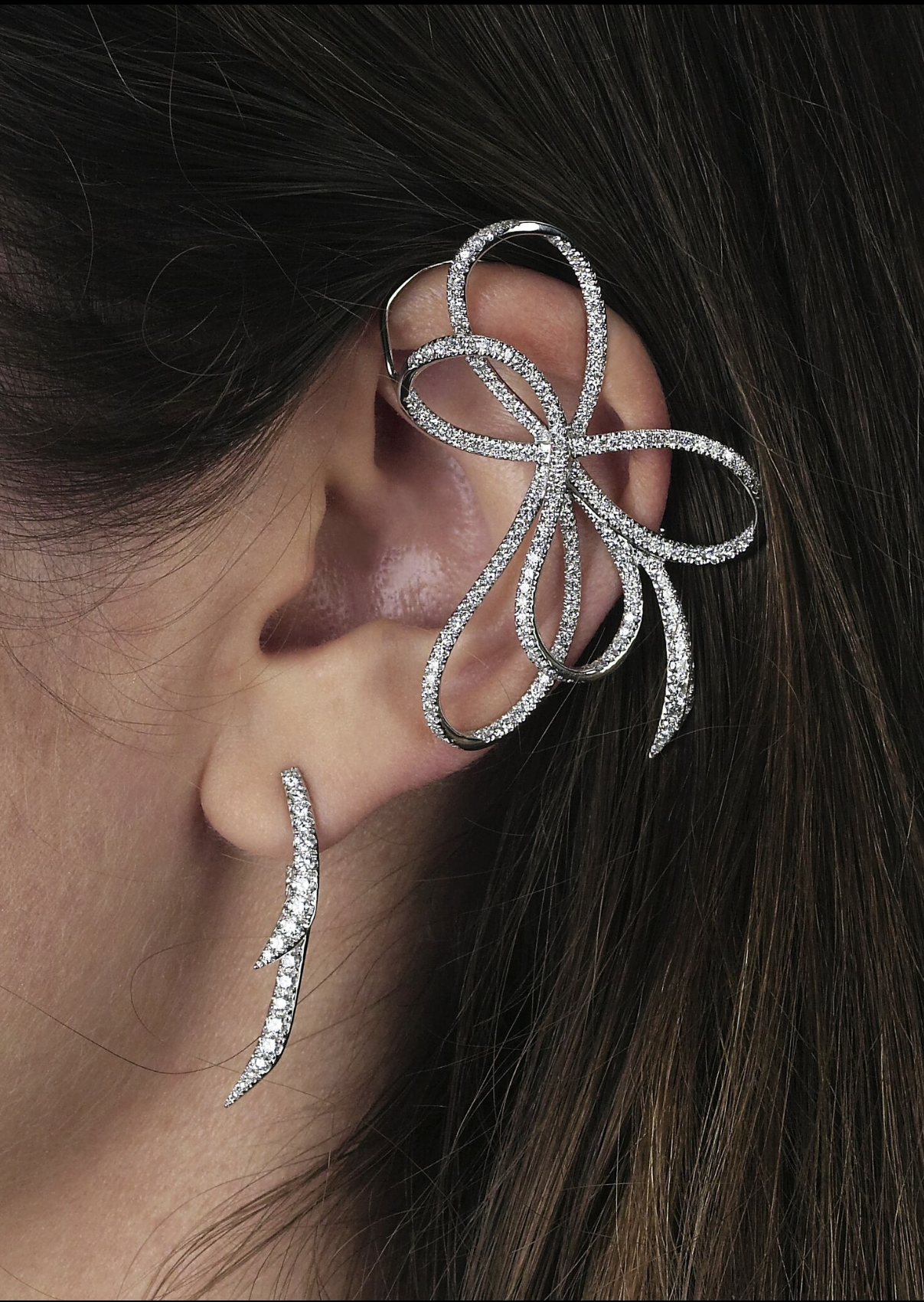 Emma Bow Ear Cuff 18K White Gold Diamond Earring | Colette Jewelry