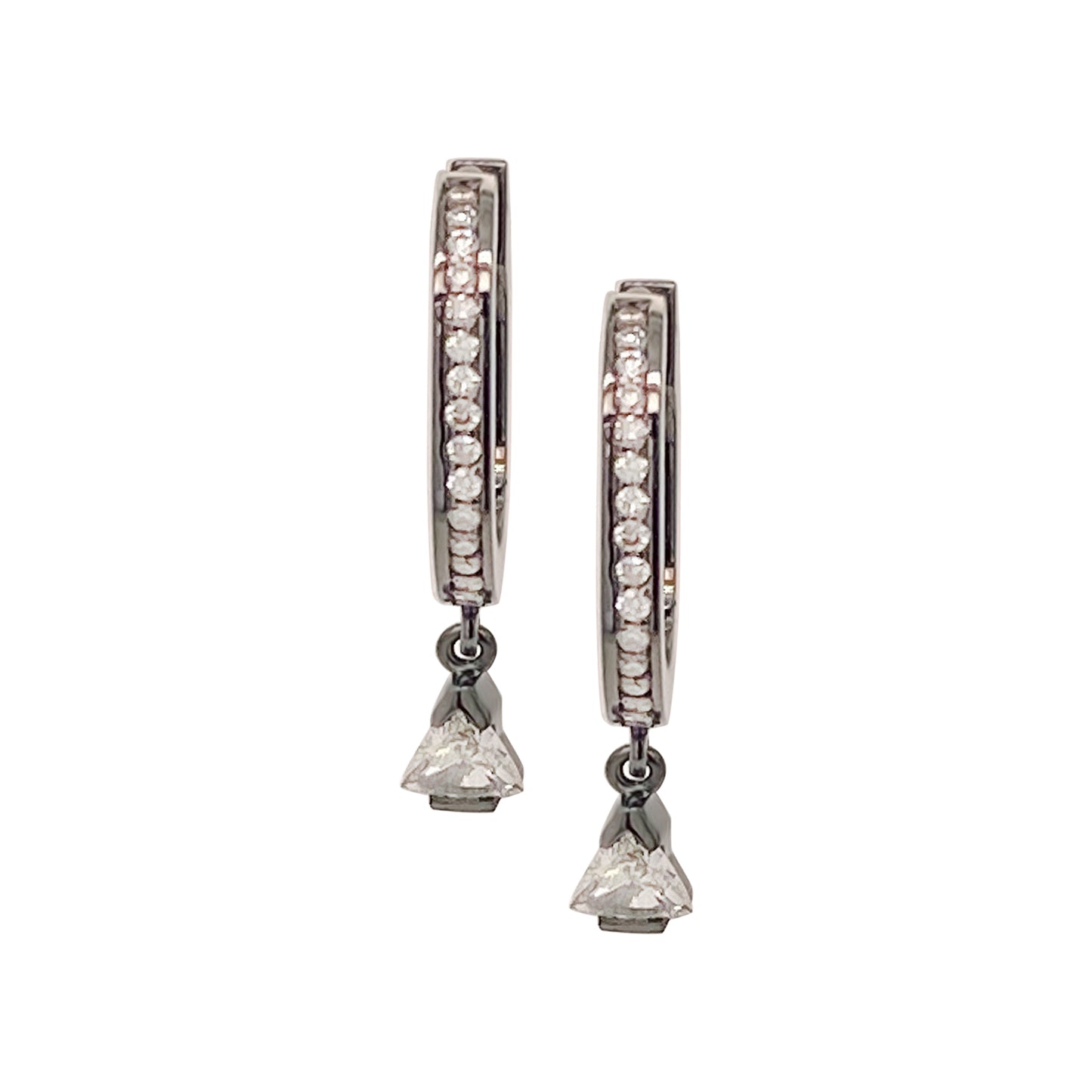 Mini Pair Trilliant Drop White Diamond Earrings Three Colors — Colette Jewelry