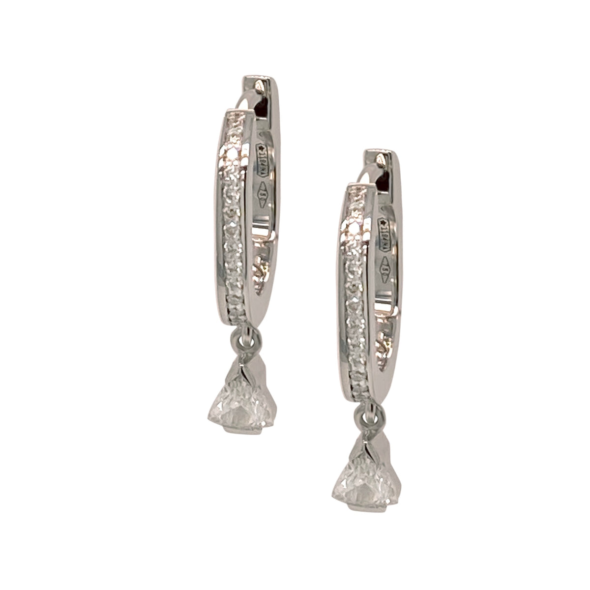 Mini Pair Trilliant Drop White Diamond Earrings Three Colors — Colette Jewelry