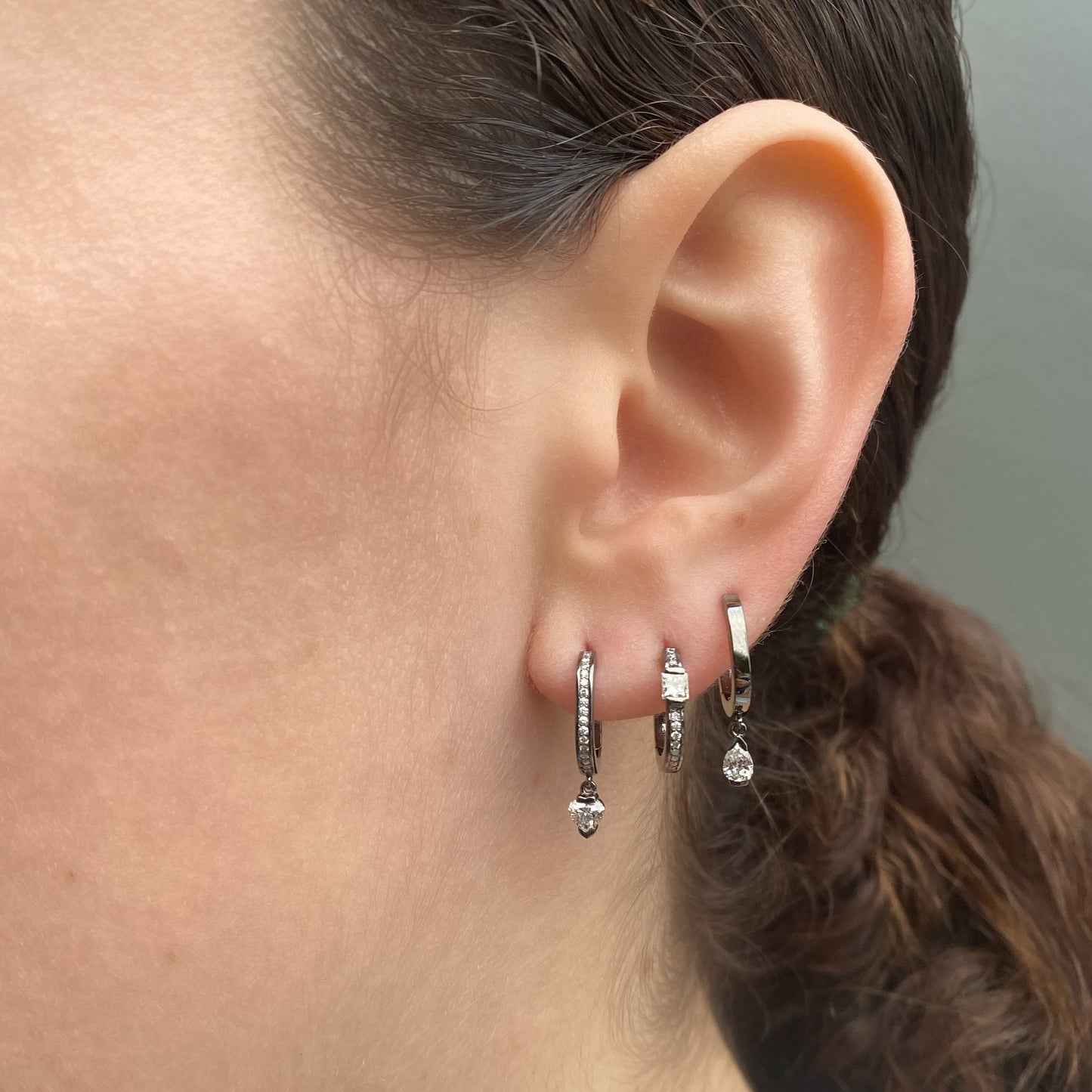 Mini Pair Princess White Diamond Stud Earrings — Colette Jewelry