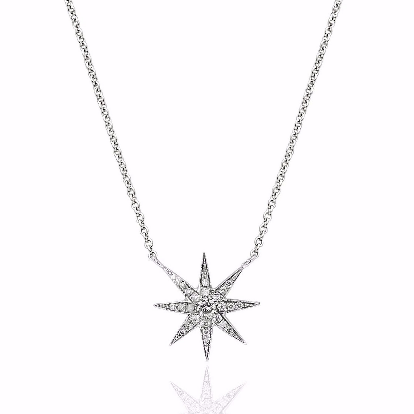 Single Star Pendant | 18K White Gold & Diamond Necklace | Colette Jewelry