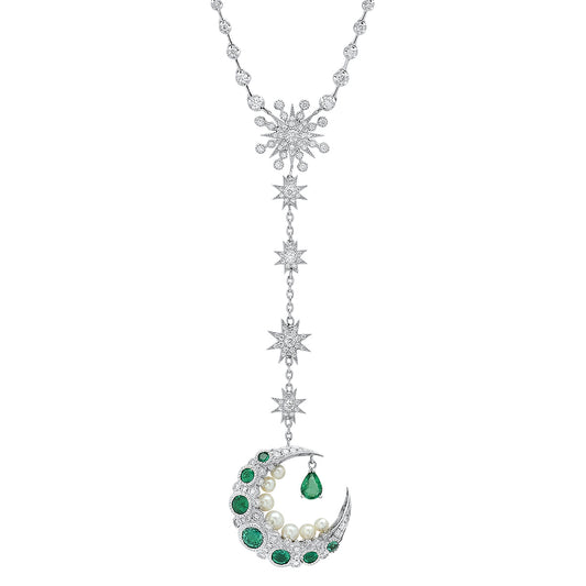 Emerald Mooncage Necklace | 18K Gold | Galaxia | Colette Jewelry
