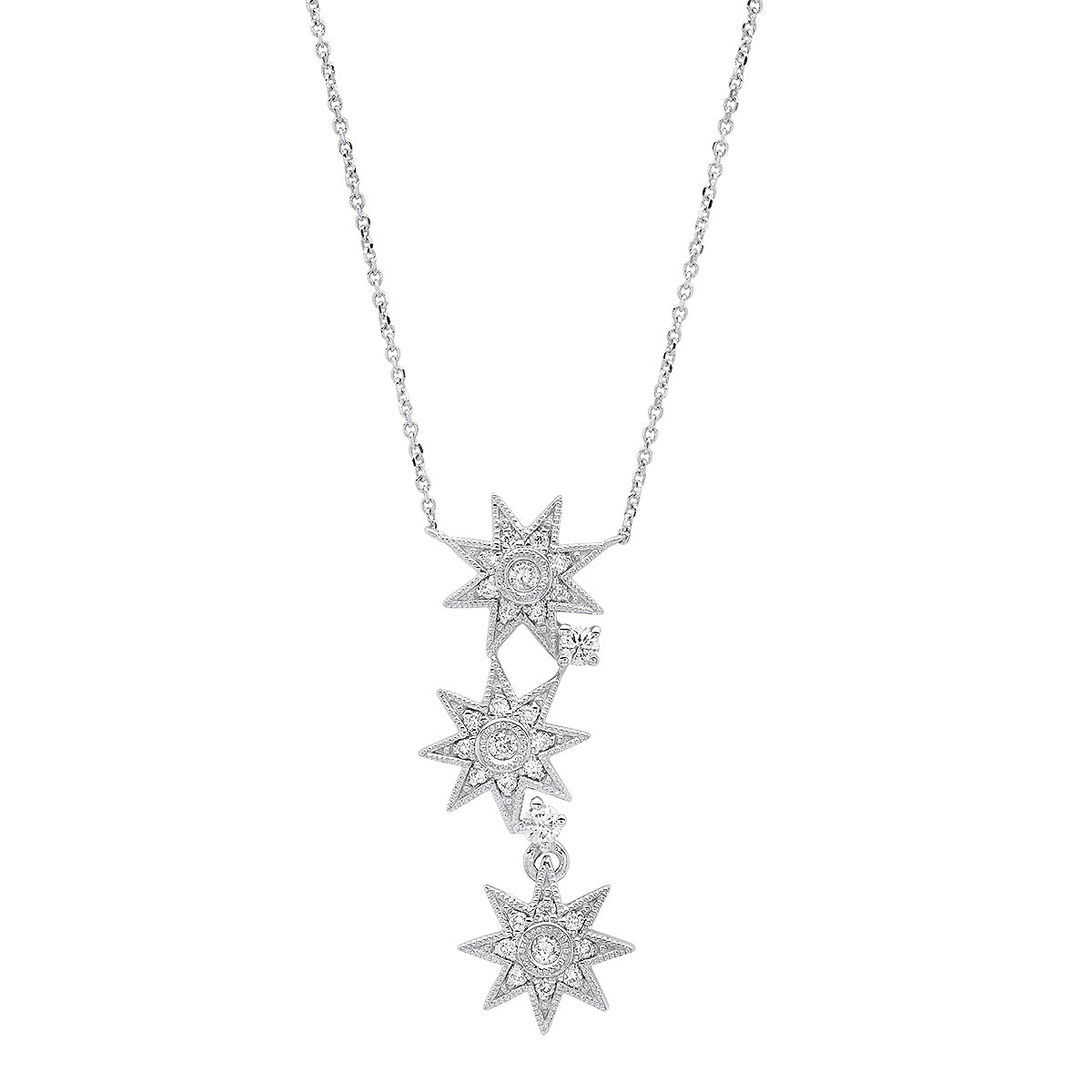 Three Star Necklace Three Colors 18K Gold Diamond Galaxia Colette Jewelry