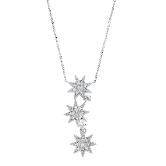 Three Star Necklace Three Colors 18K Gold Diamond Galaxia Colette Jewelry