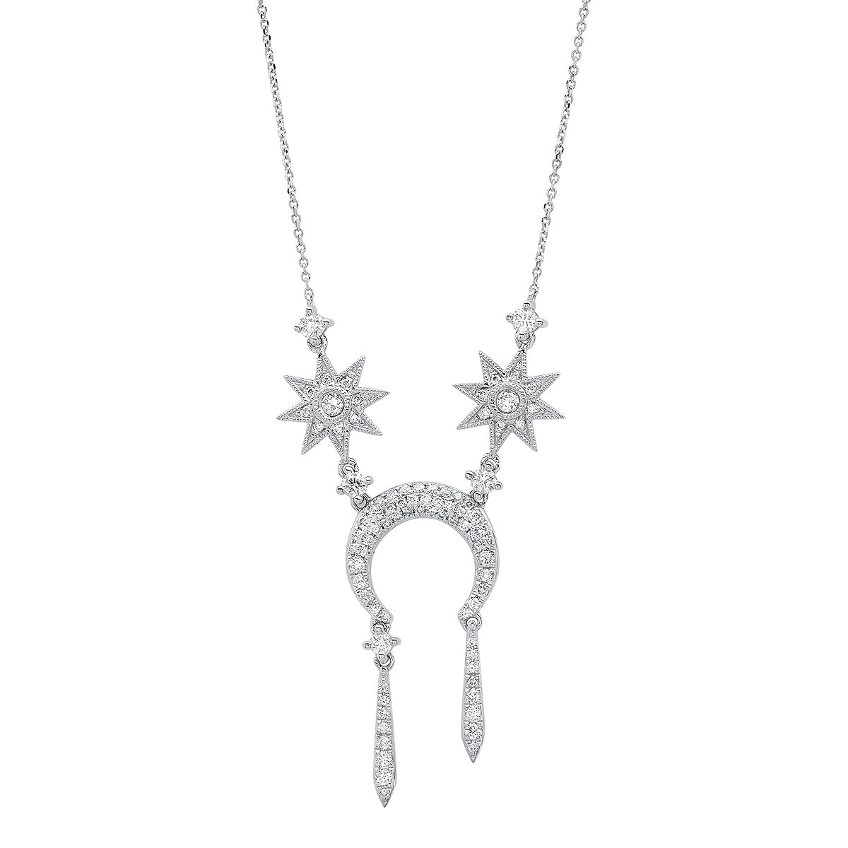 Moon Necklace Three Colors | 18K Gold & White Diamonds | Galaxia | Colette Jewelry